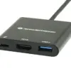 Conceptronic DONN01B Hub 3-em-1 USB-C para HDMI com 3 portas