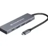 Conceptronic DONN23G Docking Station 6 em 1 USB-C HDMI USB Power Delivery Cinza