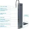 Gembird HUB USB-C 9-em-1 HDMI VGA DP USB-A USB-C RJ45 Jack MicroSD