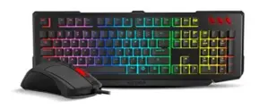 Ozone Double Tap Combo Gaming Teclado semi-mecânico RGB com fio Preto