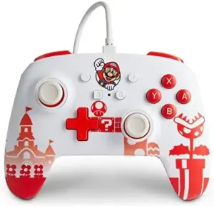 PowerA Comando com fios Mario Nintendo Switch Vermelho branco