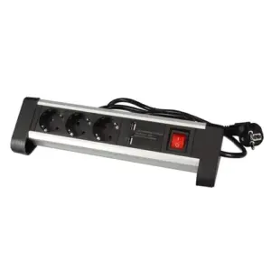 Perel VELEBP03DSUN1-G Bloco de Mesa 3 Tomadas 2 Portas