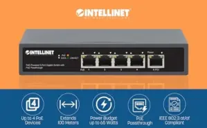 Intellinet Switch 4-Port Gigabit Poe 5 Portas Branco