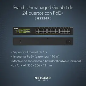 Netgear GS324P Switch de Rede 24 portas Gigabit PoE