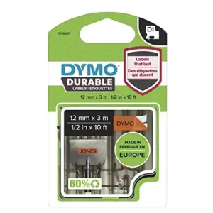 Dymo D1 Vinylband Fita 12mm Preto on Orange