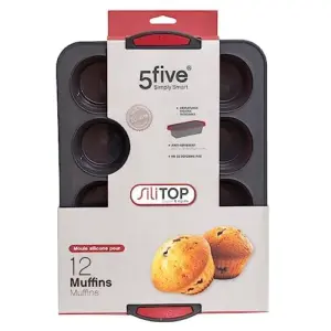 5 Five Forma para Muffins de Silicone 33×23,5×3,5cm Cinzento