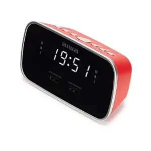 Aiwa CRU-19RD Rádio Despertador Preto Compacto USB FM Alarm