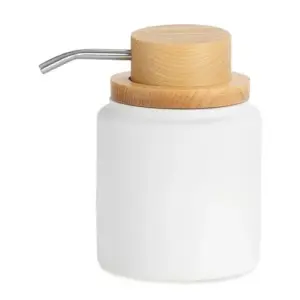 Andrea House Dispensador de bomba polietileno de madeira de freixo branco 13cm