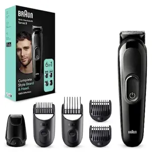 Braun S3 MGK3410 Conjunto de Penteado 6 em 1 Preto Recargável Lavável