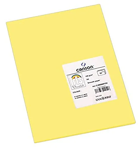 Cartolina colorida 185g amarelo limão A4 50 folhas
