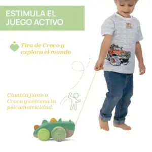 Chicco Croco Puxa e Anda para Bebês Verde Movimento Divertido