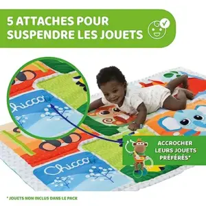 Chicco Tapete XXL Magic Forest ginásio de atividades bebês e crianças colorido lavável à máquina