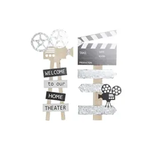 DKD Home Decor Decoração de Parede Cinema Clássico Preto Cinzento 32x70cm