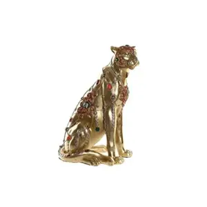 DKD Home Decor Figura Decorativa Leopardo Dourado 25,5x17x33 cm
