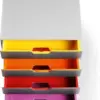 Durable Sistema de Arquivo 5 Gavetas Amarelo, Laranja, Vermelho, Roxo Claro e Escuro