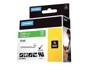 Dymo Rhino 1805414 Fita Adesiva de Vinil 12mm 5,5m Verde e Branco