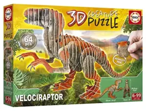 Educa Puzzle 3D Creature Velociraptor 6 anos Quebra-cabeça Dinossauro