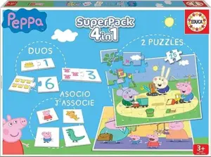 Educa Superpack 4 em 1 Porquinha Peppa 36 meses a 4 anos Jogos Educativos Tema Peppa Pig