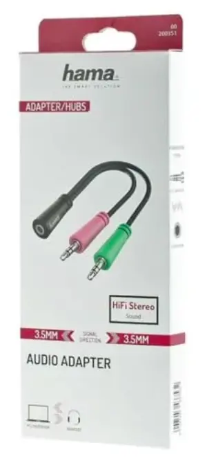 Hama Adaptador Jack 3.5 mm 3,5 mm a 3,5 mm stereo flexível
