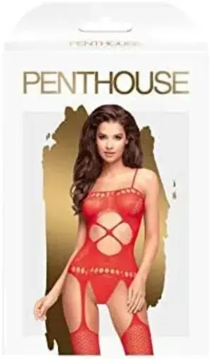 Penthouse Bodystocking Hot Nightfall Vermelho S/L Geométrico