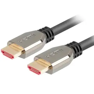 Lanberg S5609118 0,5 m HDMI Ultra High Speed Gold Preto