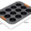 Le Creuset Forma de Aço Carbono Antiaderente 12 Mini Cupcakes Cinzento/Laranja