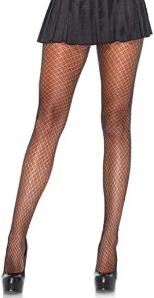 Leg Avenue Net e Lace Pantyhose Duplo Plaid Preto Unissex