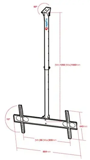Napofix Suporte de Teto para TV 42-90″ Preto