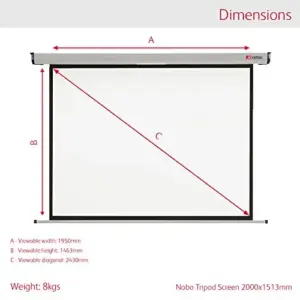 Nobo Tela de Projeção 120 polegadas 4:3 Matte White