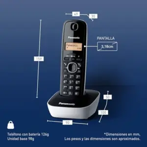 Panasonic KX-TG1611SPW Telefone fixo branco Identificador de chamadas