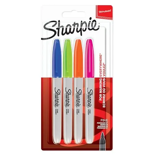 Sharpie Marcador Permanente Ponta Fina Azul, Verde, Laranja, Rosa