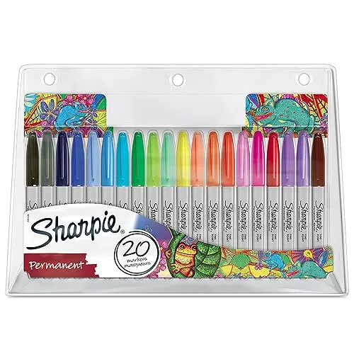 Sharpie Marcadores Permanentes Pontas Finas Cores Sortidas 20 Unidades