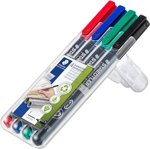 Staedtler Marcadores Permanentes Lumocolor F 0.6mm 4 cores