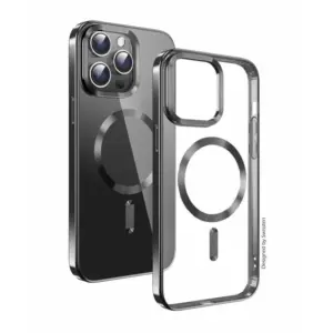 Swissten iPhone 15 Pro Max Transparente Metalizado Preto Silicone