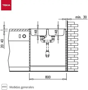 Teka Lava Louça 80cm com Dois Baldes