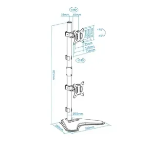 TooQ DB1703TNV-B Suporte de mesa para 2 monitores 17-32 polegadas Preto
