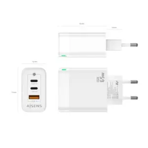 Aisens ASCH-65W3P007-W Carregador GaN 65W USB-C/USB-A Branco