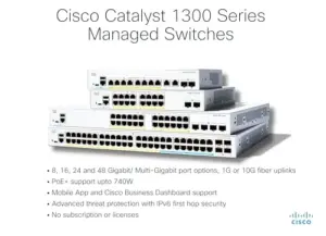 Cisco Catalyst 1300-16FP-2G Switch 10/100/1000 com PoE