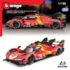 Bburago Ferrari Racing 499P Le Mans Hypercar 1/18 vermelho 2023