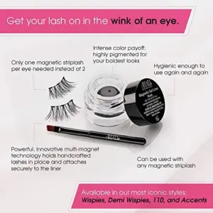 Ardell Magnetic Liner & Lash Accent Liner com Pestanas Magnéticas Preto Volume Médio