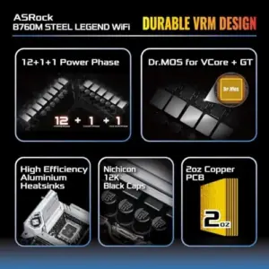 AsRock B760M Steel Legend Intel B760 DDR5 Preto Motherboard