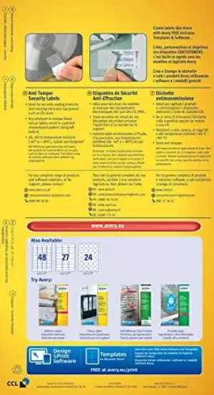 Avery Etiquetas Anti-fraude L6113-20 45×21 cm