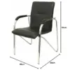 PYC Pack de 2 Cadeiras Confidenciais c/ 4 Pernas, c/ Braços e Estrutura Cromada – Assento e Encosto Estofado Preto de Couro Similar Piqueras