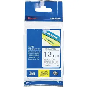 Brother P-touch Fita Etiquetagem 12mm X 4m Preto em Azul Pastel