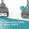 Digitus AK-300117-003-S Cabo USB 3.0 0,25m USB A – Micro USB B