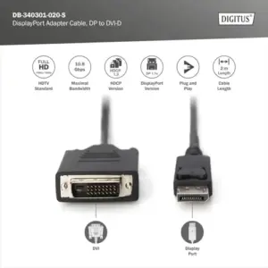 Digitus Cabo Adaptador DisplayPort DVI 2.0m