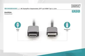 Digitus Cabo DisplayPort HDMI 1,8m