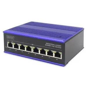 Digitus Switch Industrial Gigabit 8 Portas PoE Preto e Azul