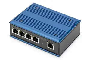 Digitus Switch Industrial PoE Gigabit 4 Portas Preto e Azul