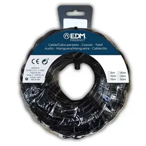EDM Cabo Texti Trançado 2X1,5mm 25m Preto